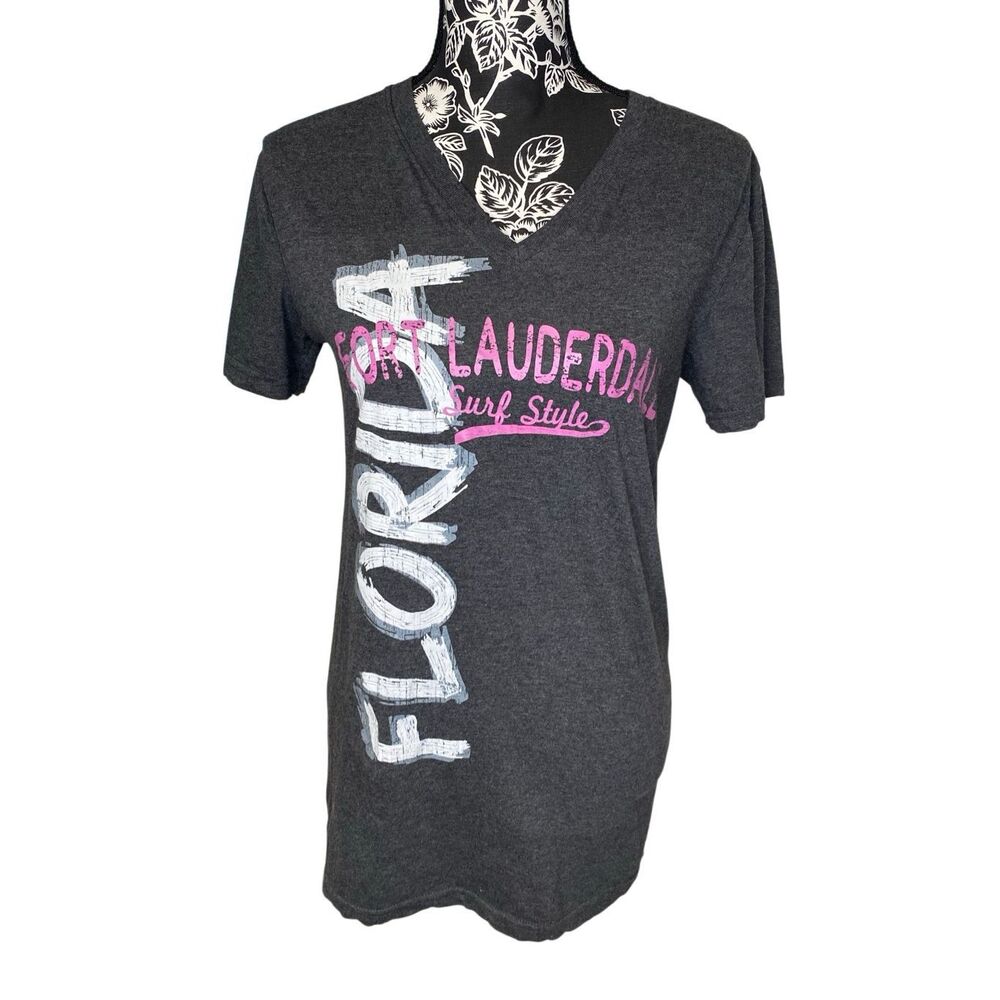 Surf Style Fort Lauderdale Surf Style Graphic V Neck T Shirt Beach Vacation Tee